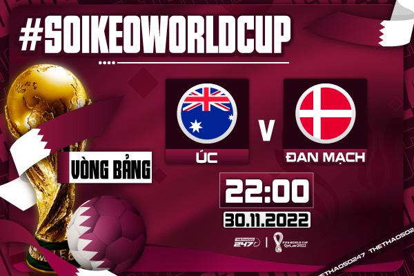 Soi kèo Úc vs Đan Mạch, 22h00 ngày 30/11 | World Cup 2022