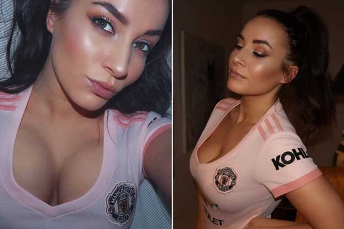 Hầu như tuần nào Katrina Maria cũng đăng tải Instagram những bức ảnh rất sexy trong trang phục Man United để bày tỏ tình yêu cháy bỏng.