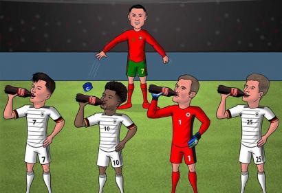Ảnh chế Bồ Đào Nha vs Đức: Tuyển Đức uống Cocacola chọc tức Ronaldo